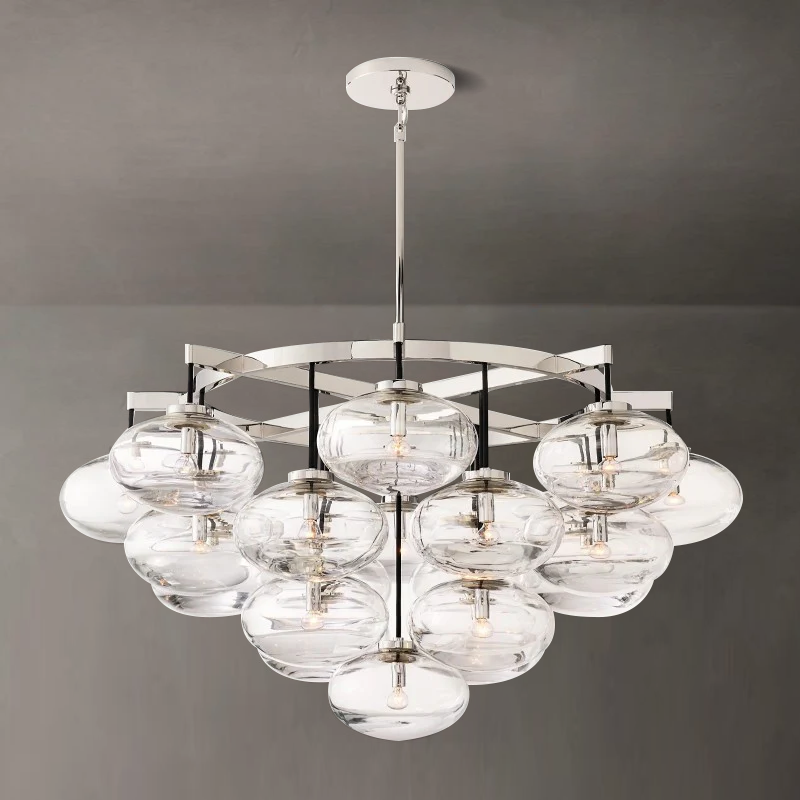 Cabrette Clear Glass Round Chandelier 48" - King Lamps