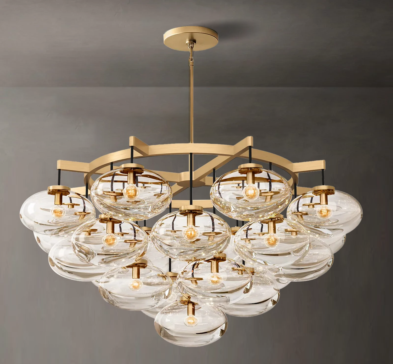 Cabrette Clear Glass Round Chandelier 48" - King Lamps