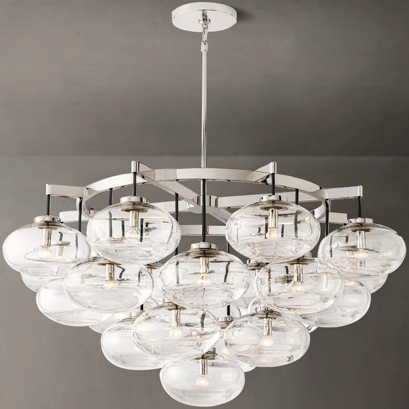 Cabrette Clear Glass Round Chandelier 48" - King Lamps