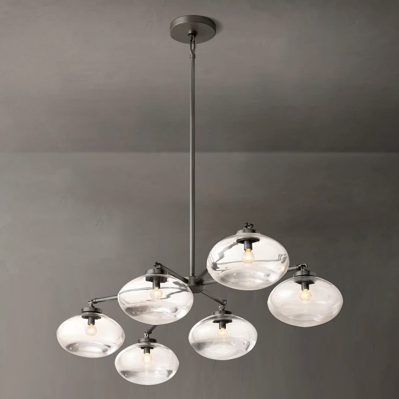 Cabrette Clear Glass Mobile Linear Chandelier - King Lamps