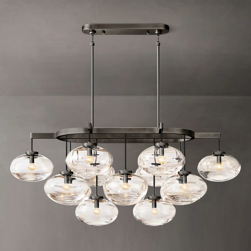 Cabrette Clear Glass Linear Chandelier 54" - King Lamps