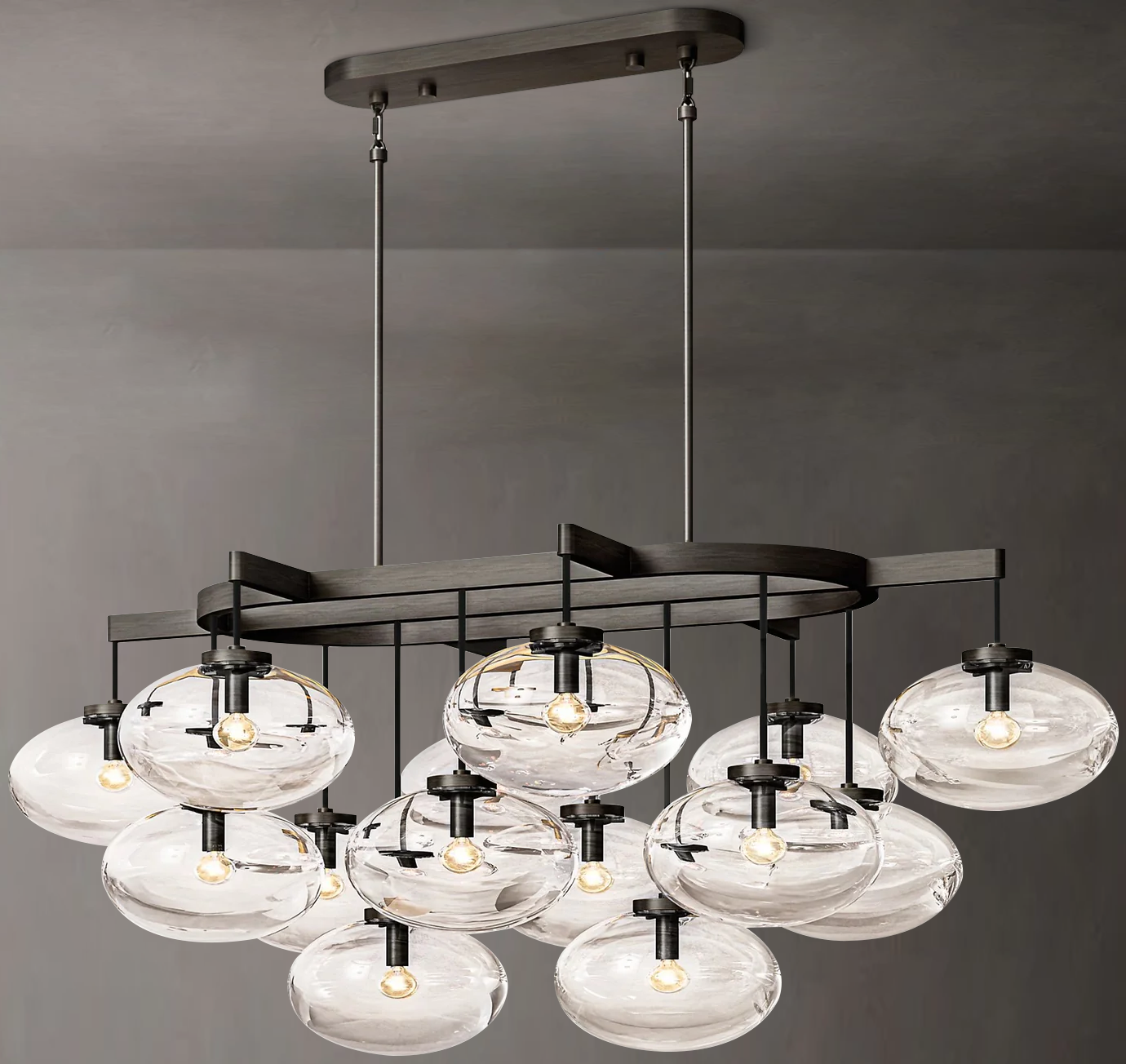 Cabrette Clear Glass Linear Chandelier 54" - King Lamps