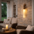 Alabaster Sculpted Tube Wall Sconce