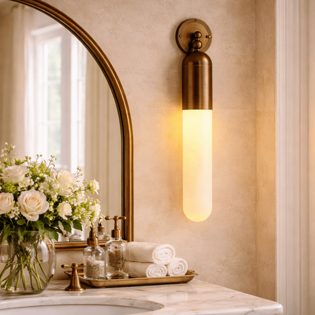 Alabaster Sculpted Tube Wall Sconce