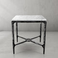 Thaddeus Forged Iron Mabrble Square Side Table 18