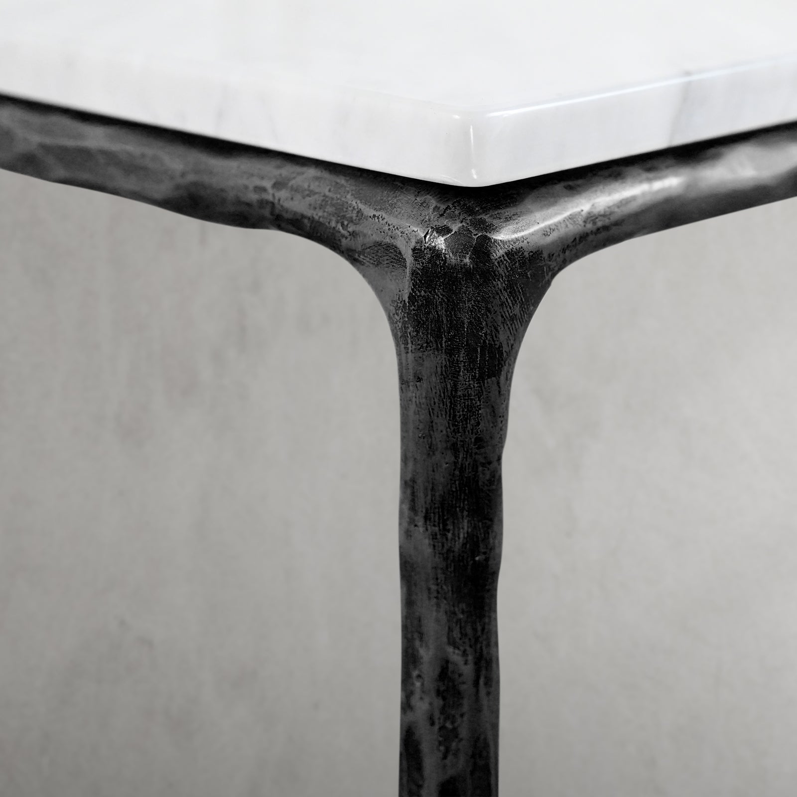 Thaddeus Forged Iron Mabrble Square Side Table 18" 22" Overhang O - King Lamps
