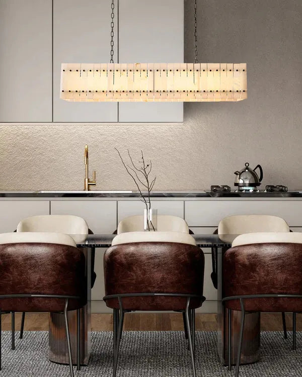 San Marco Alabaster Linear Chandelier 54" 72" - King Lamps