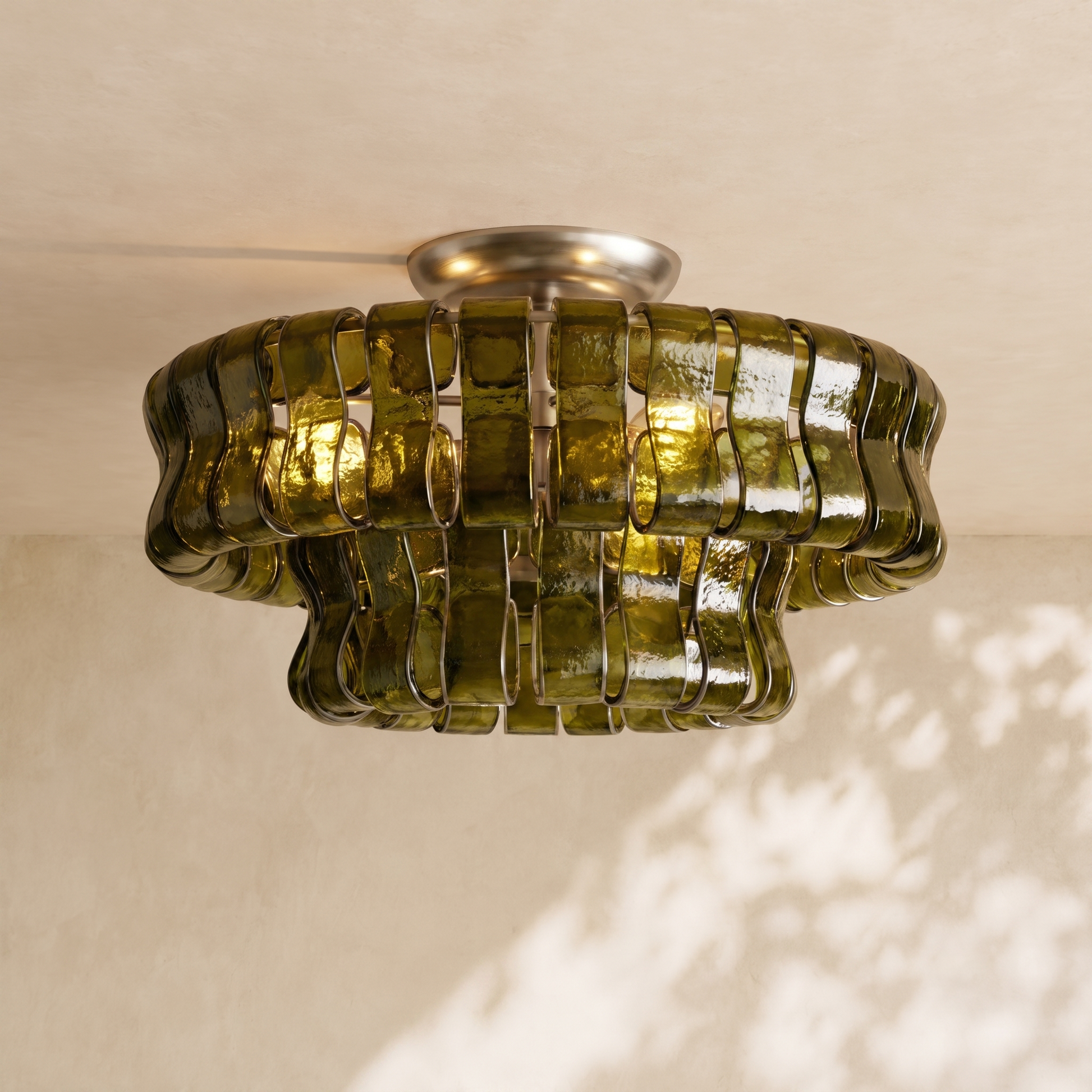 Amor 2-Tier Ghiaccio Glass Round Flushmount 18"