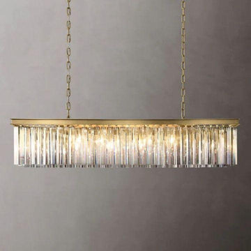 Rhys Crystal Art Deco Single Rectangular Chandelier 49"W/60"W - King Lamps