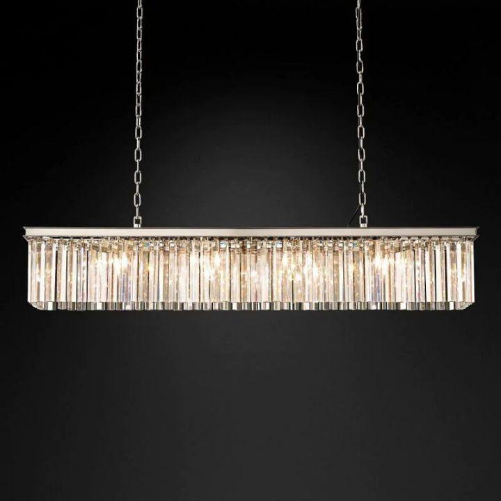 Rhys Crystal Art Deco Single Rectangular Chandelier 49"W/60"W - King Lamps