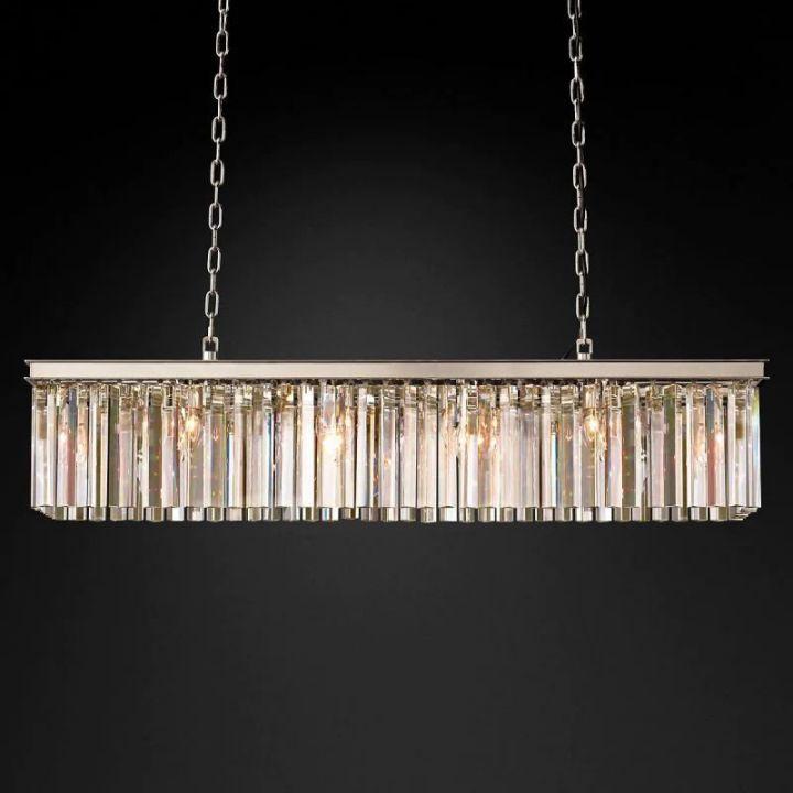 Rhys Crystal Art Deco Single Rectangular Chandelier 49"W/60"W - King Lamps