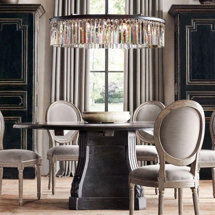 Rhys Crystal Art Deco Single Round Chandelier 32"D/43"D - King Lamps