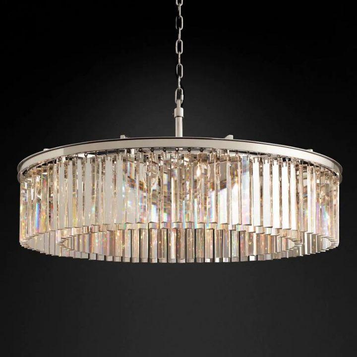 Rhys Crystal Art Deco Single Round Chandelier 32"D/43"D - King Lamps