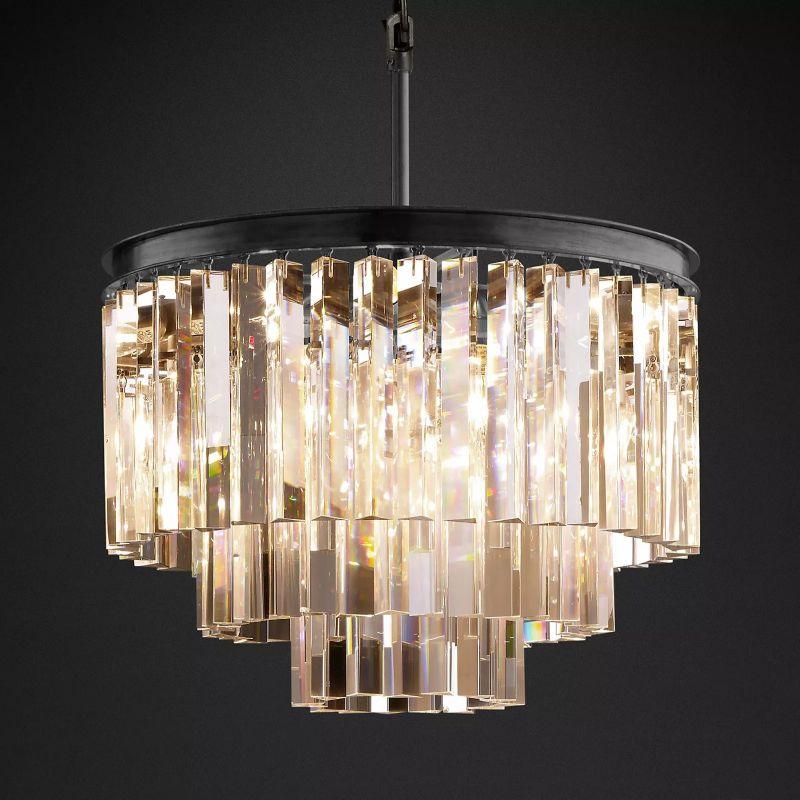 1920S Odeon Crystal Round Chandelier 20" - King Lamps