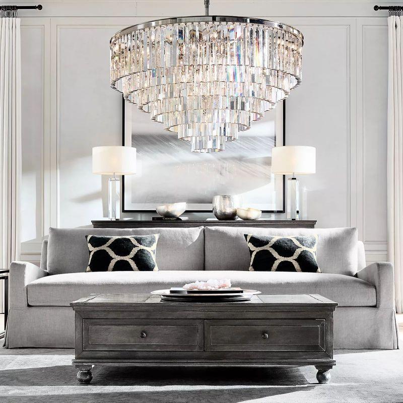 1920S Odeon Crystal Round Chandelier 44" - King Lamps