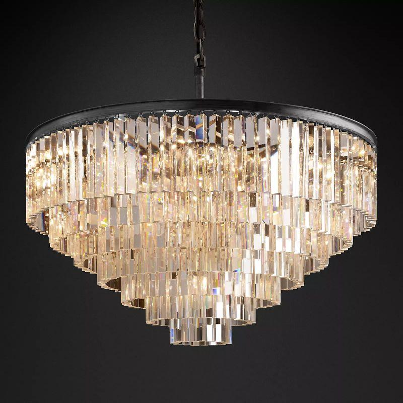 1920S Odeon Crystal Round Chandelier 44" - King Lamps