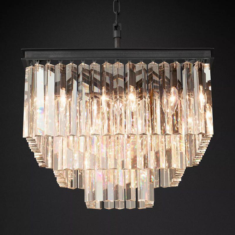 1920S Odeon Crystal Square Chandelier 22" - King Lamps