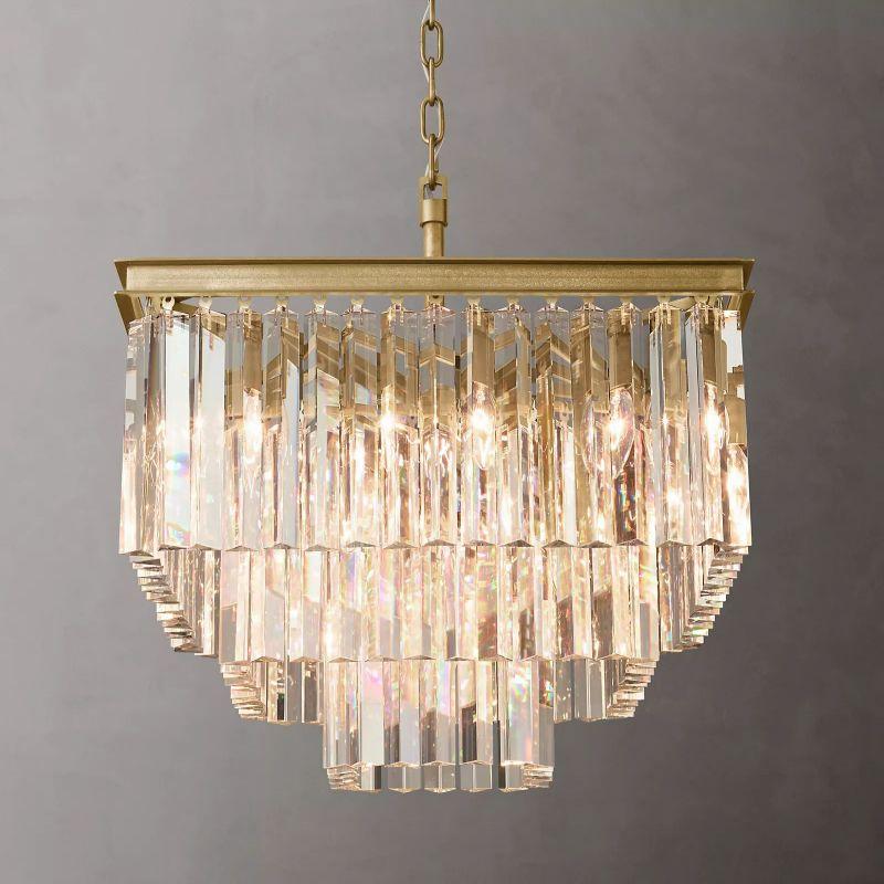 1920S Odeon Crystal Square Chandelier 22" - King Lamps