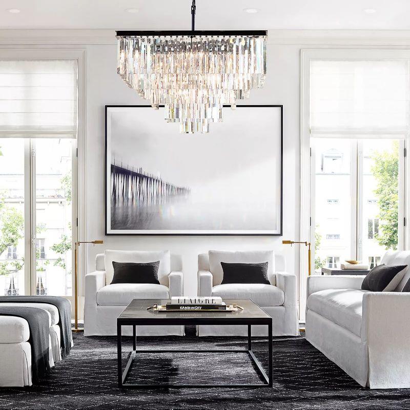 1920S Odeon Crystal Square Chandelier 34" - King Lamps