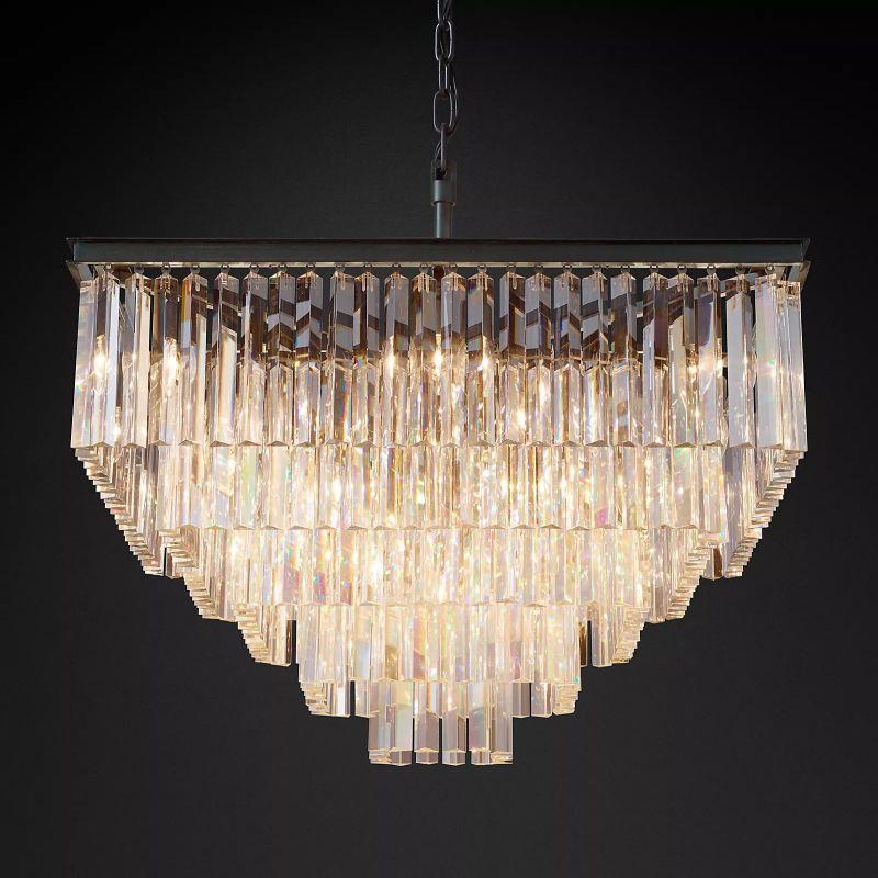 1920S Odeon Crystal Square Chandelier 34" - King Lamps