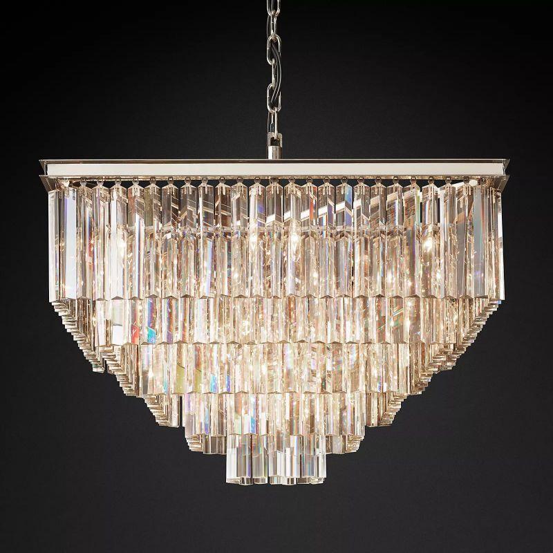 1920S Odeon Crystal Square Chandelier 34" - King Lamps