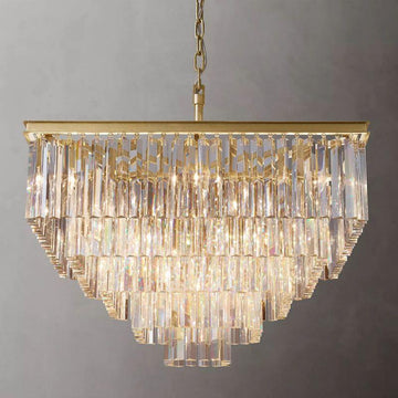 1920S Odeon Crystal Square Chandelier 34" - King Lamps