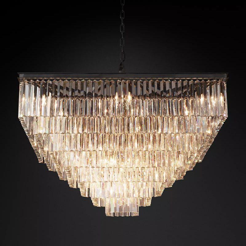 1920S Odeon Square Crystal Chandelier 47" - King Lamps