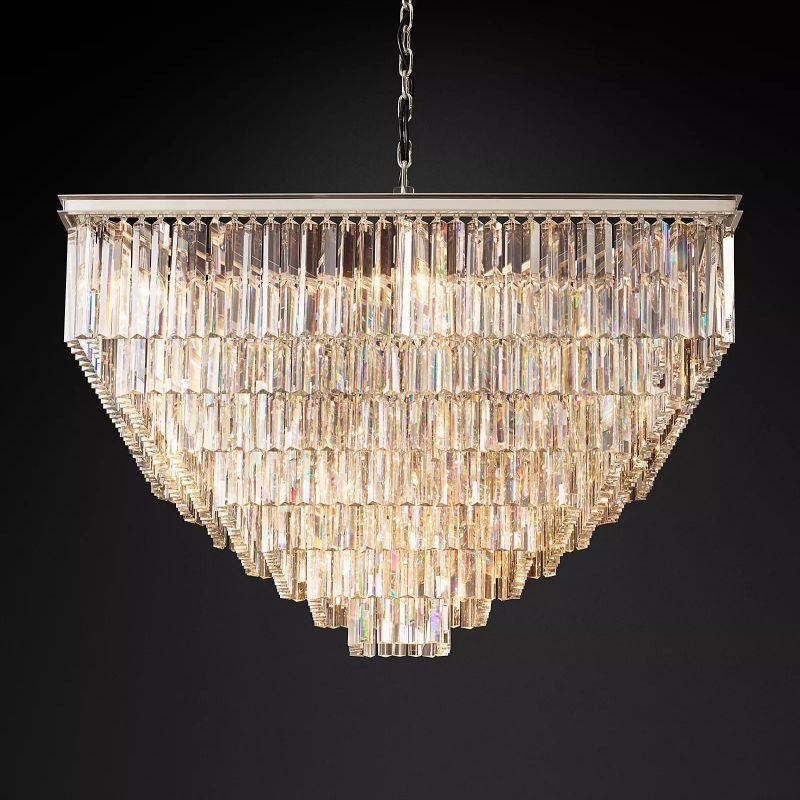 1920S Odeon Square Crystal Chandelier 47" - King Lamps