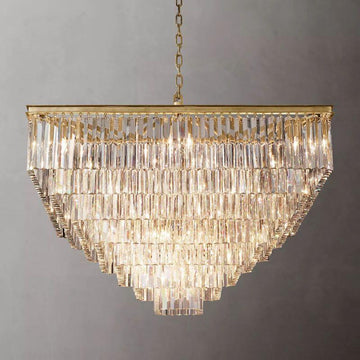 1920S Odeon Square Crystal Chandelier 47" - King Lamps