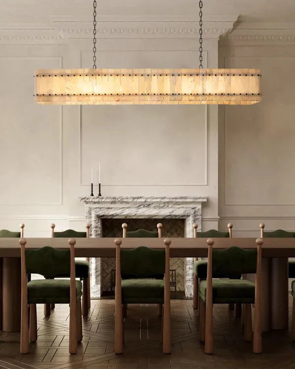San Marco Alabaster Linear Chandelier 54" 72" - King Lamps
