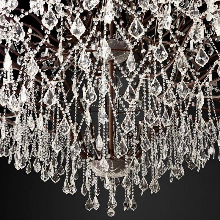 19th C. Rococo Iron & Crystal Round Chandelier 101" - King Lamps