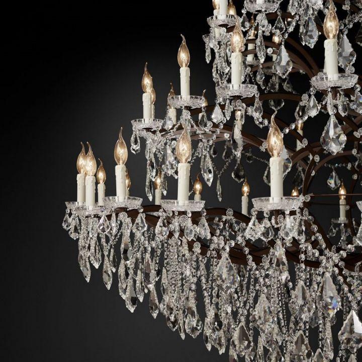 19th C. Rococo Iron & Crystal Round Chandelier 101" - King Lamps