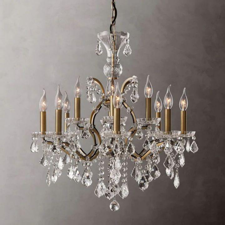 19th C. Rococo Iron & Crystal Round Chandelier 28" - King Lamps