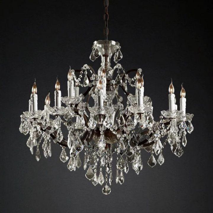 19th C. Rococo Iron & Crystal Round Chandelier 33" - King Lamps