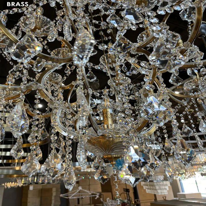19th C. Rococo Iron & Crystal Round Chandelier 40" - King Lamps