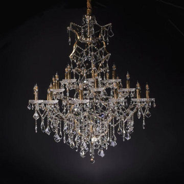 19th C. Rococo Iron & Crystal Round Chandelier 40" - King Lamps
