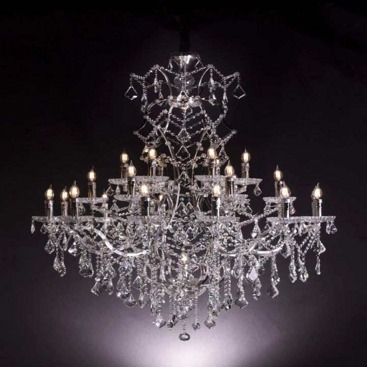 19th C. Rococo Iron & Crystal Round Chandelier 40" - King Lamps
