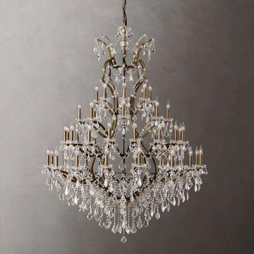 19th C. Rococo Iron & Crystal Round Chandelier 60" - King Lamps
