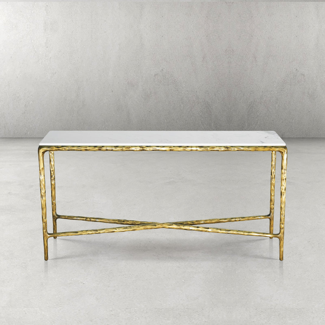 Thaddeus Forged Iron Rectangle Marble Console Table 60" 72" - King Lamps