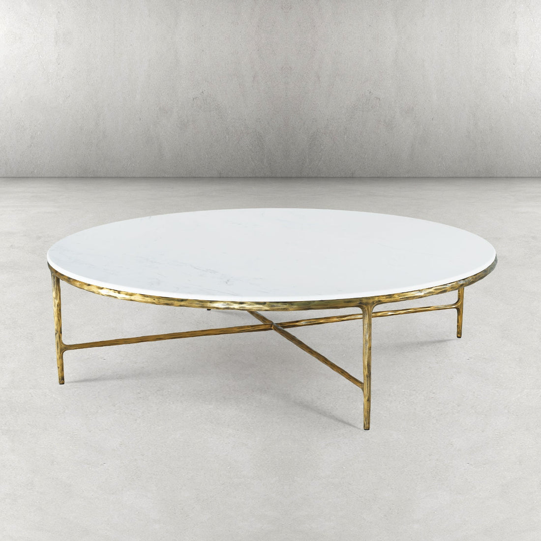 Thaddeus Forged Iron Marble Round Coffee Table 36" 55" - King Lamps