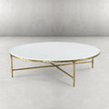 Thaddeus Forged Iron Marble Round Coffee Table 36