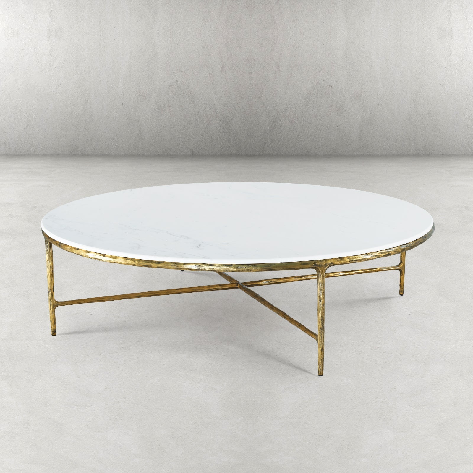 Thaddeus Forged Iron Marble Round Coffee Table 36" 55" - King Lamps