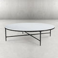 Thaddeus Forged Iron Marble Round Coffee Table 36