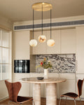 Alabaster Round Pendant Lamp with Cluster Ceiling Design for Stair Villa