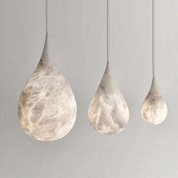 Hailey Alabaster Raindrop Pendant Lighting, Dining Table Pendant - King Lamps