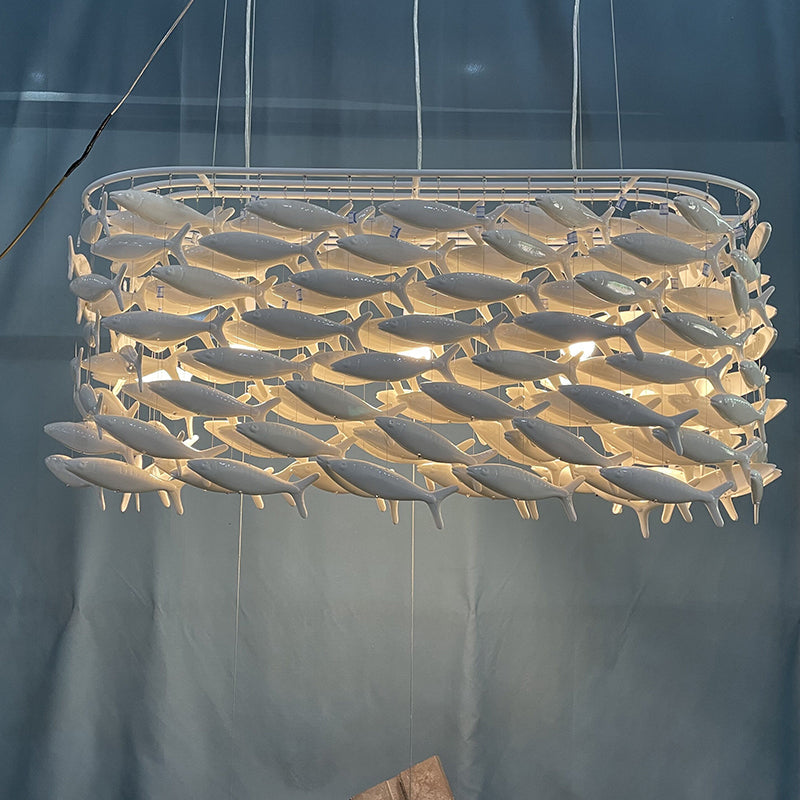 Porcelain Fish Shape Dining Table Chandelier-King Lamps
