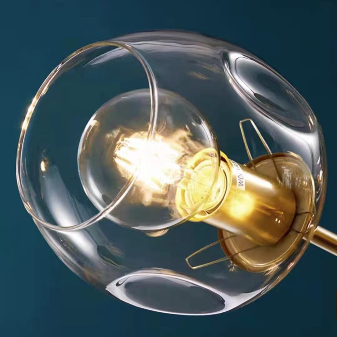 6/8-Lights Clear Globes Glass Modern Arm Chandelier Bronze For Dining Room Or Bedroom-King Lamps
