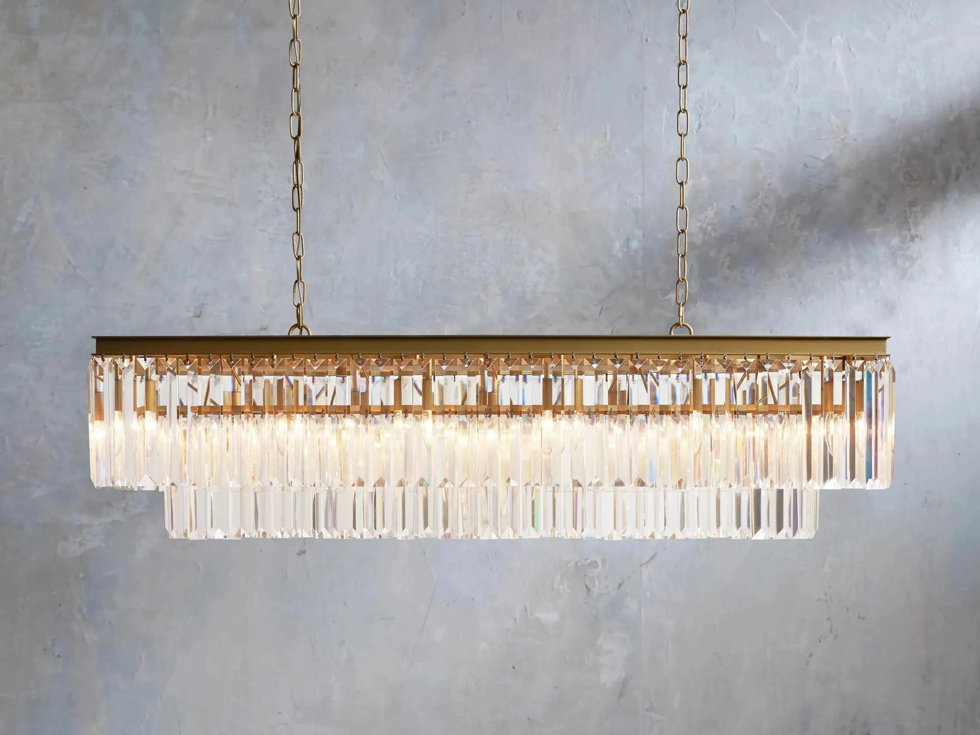 Leyland Tiered Rectangular Crystal Chandelier - King Lamps