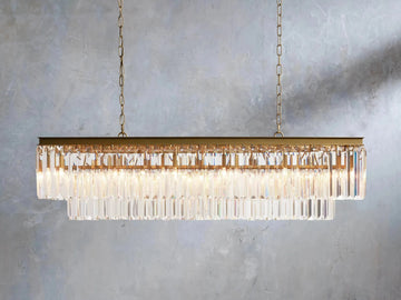Leyland Tiered Rectangular Crystal Chandelier - King Lamps