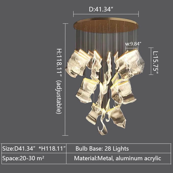 Extra Large Modern Acrylic Chandelier for Staircase/Foyer/Villa/Hall-King Lamps